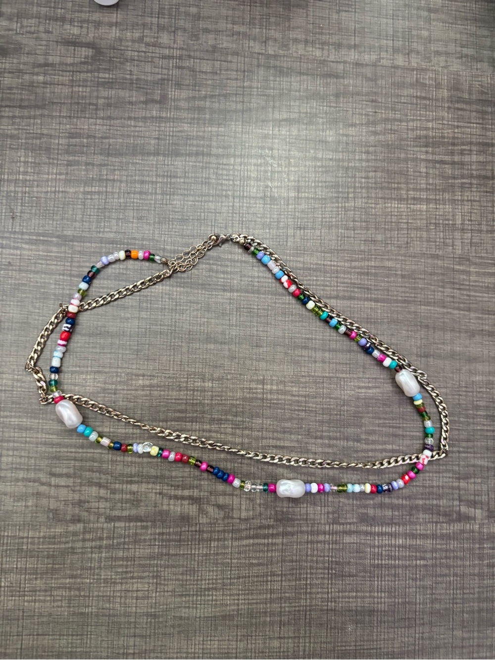 RIMOWA Multicolor Beaded Layered Necklace with Gold Chain